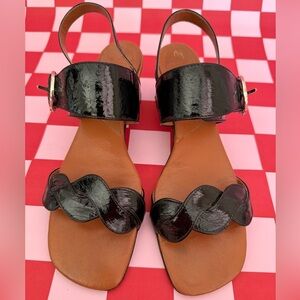 Vintage Black Patent Women's Sandals
